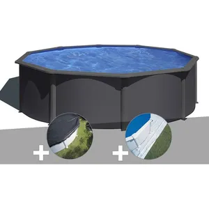 Comparateur de prix : GRE Piscine hors-sol acier Gré Louko ronde 3,70m x 1,22m - Anthracite