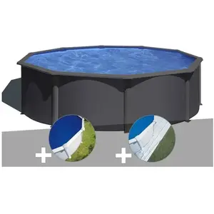 Comparateur de prix : GRE Piscine hors-sol acier Gré Louko ronde 4,80m - Anthracite