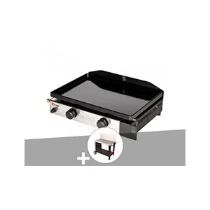 Plancha gaz à poser 2 brûleurs Solia 200 - Somagic - Gris - Inox - Sur chariot