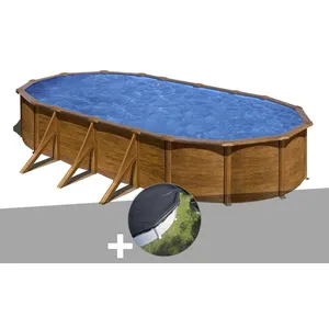 Comparateur de prix : Gre Kit piscine acier aspect bois Gré Pacific ovale 7,44 x 3,99 x 1,22 m + Bâche d'hivernage