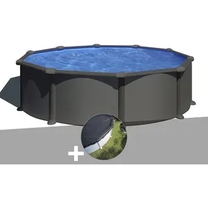 Comparateur de prix : GRE Kit piscine acier gris anthracite Gré Juni ronde 4,80 x 1,32 m + Bâche d'hivernage 480,00 x 132,00 Anthracite