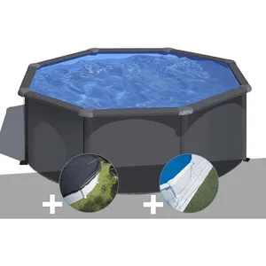 Comparateur de prix : GRE Kit piscine acier gris anthracite Gré Louko ronde 3,20 x 1,22 m + Bâche d'hivernage + Tapis de sol 320,00 x 122,00 Anthracite