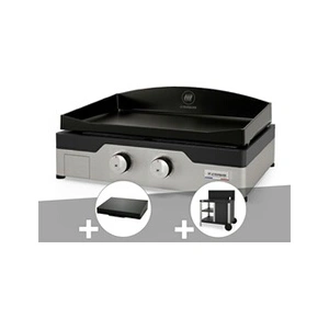 LE MARQUIER Plancha gaz Signature Allure 260 Duo + Couvercle de protection + Desserte 62 x 52 x 27 cm