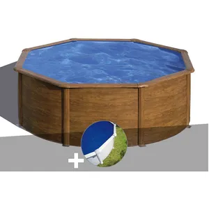 Comparateur de prix : Gre Kit piscine acier aspect bois Gré Pacific ronde 3,70 x 1,22 m + Bâche à bulles
