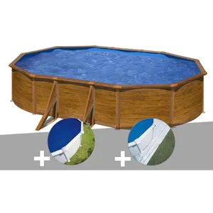 Comparateur de prix : GRE Kit piscine acier aspect bois Gré Pacific ovale 5,27 x 3,27 x 1,22 m + Bâche à bulles + Tapis de sol 527,00 x 327,00 x 122,00 Bois