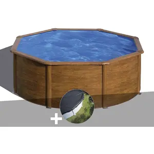 Comparateur de prix : GRE Piscine acier aspect bois Gré Pacific ronde 3,70 x 1,22 m - Filtre à sable - 10,10 m³