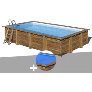Gre Kit piscine bois Gré Evora 6,20 x 4,20 x 1,33 m + Bâche à bullesVendu parrakuten