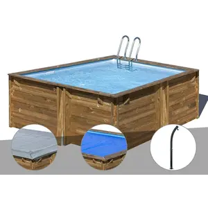 Comparateur de prix : Gre Kit piscine bois Gré Carra 3,05 x 3,05 x 1,19 m + Bâche hiver + Bâ...