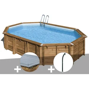 GRE Kit piscine bois Gré Avocado 656 x 456 x 131 m + Bâche hiver + DoucheVendu parrakuten
