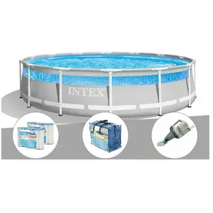 Kit piscine tubulaire Intex Prism Frame Clearview ronde 4,27 x 1,07 m + 6 cartouches de filtration + Bâche à bulles + AspirateurVendu parcdiscount