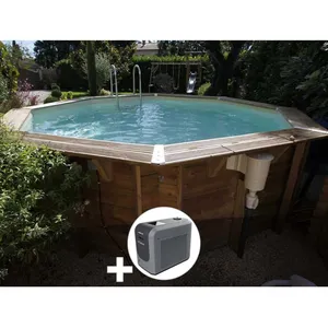 Comparateur de prix : Ubbink Kit piscine bois Ubbink Océa 4,30 x 1,20 m - Liner beige + Poolican