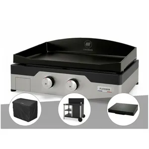 Plancha gaz - LE MARQUIER - Signature Allure 260 Duo - 2 brûleurs inox - Plaque en fonte émaillée
