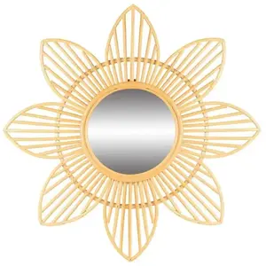 Natural Living - Miroir Marguerite Natural living en rotin - Diam 62 cm pas cher