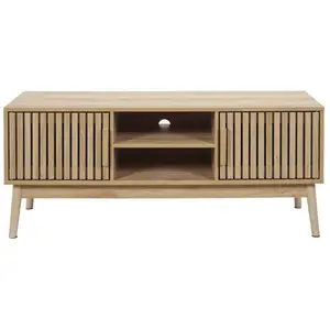 Meuble Tv 2 Portes Et 2 Niches De Rangement Saulk En Bois - Marron