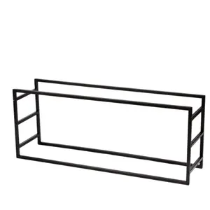 Porte Buches Horizontal En Métal - Noir pas cher
