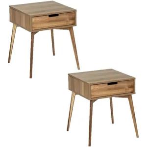 Wenko Lot De 2 Tables De Chevet Acina, En Bois D'acacias Avec 1 Tiroir pas cher