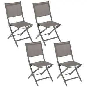 Toilinux Lot de 4 Chaises de jardin pliante Essentia - Hespéride - Gri... pas cher