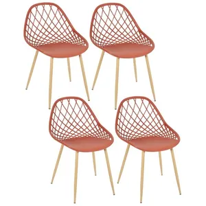 Toilinux Lot De 4 Chaises D'extérieur Malaga En Polypropylène - Terracotta pas cher