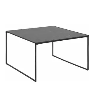 Toilinux Table basse carré en mélaminé et métal - L.80 cm x H. 48 cm - Noir pas cher