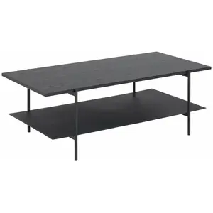 TOILINUX Table Basse 2 Niveaux En Mélaminé Et Métal - L. 115 Cm X H. 40 Cm - Noir pas cher