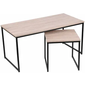 Lot De 2 Tables Basses Colorado En Mdf Et Métal - Marron Et Noir pas cher