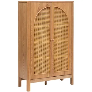 Atmosphera - Armoire 2 portes en cannage TIRIA - Marron pas cher