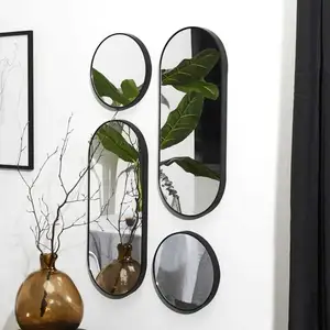 Comparateur de prix : CMP Lot de 4 miroirs ronds et ovales - Noir