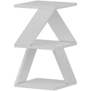 Toilinux - Bout de canapé Zig Zag en bois - Blanc pas cher