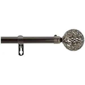 Douceur d'intérieur - Kit de tringle à rideaux extensible Sphère - L120 /L210 cm - Nickel pas cher