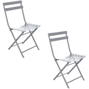 HESPERIDE Hespéride - Lot de 2 chaises de jardin pliables en métal Greensboro - Quartz pas cher
