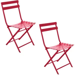 HESPERIDE Hespéride - Lot de 2 chaises de jardin pliables en métal Greensboro - Grenade pas cher