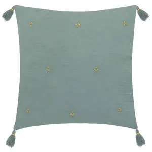 Atmosphera - Coussin de chaise brodé rectangulaire Starke - 40 x 40 cm - Céladon pas cher