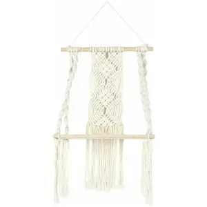 Etagère Murale Bohème En Macramé - Beige pas cher