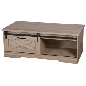 Table Basse New York 1 Porte Coulissante - Marron pas cher