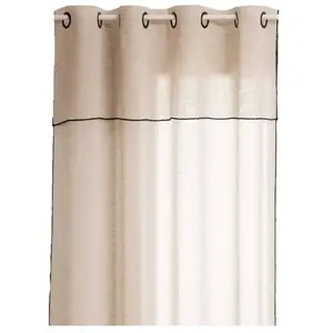 Atmosphera - Voilage à volant avec surpiqûre noire - 140 x 240 cm - Beige pas cher