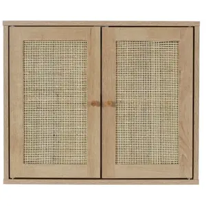 CMP The Home Deco Factory - Armoire murale 2 portes Bali en cannage - Marron pas cher