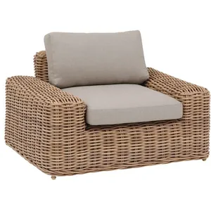 HESPERIDE Hespéride - Fauteuil de salon de jardin en résine tressée Savinia - Marron Tahini pas cher
