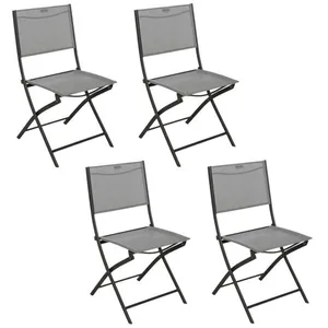 HESPERIDE Hespéride - Lot de 4 chaises de jardin pliables Modula - Galet et Graphite pas cher