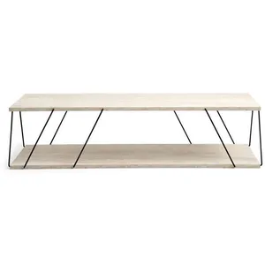 Toilinux - Table basse contemporaine effet travertin - Beige pas cher