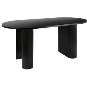 Atmosphera - Table basse ovale en bois OLOVA - Noir pas cher