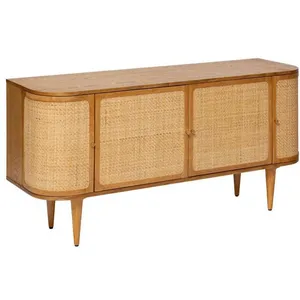 Atmosphera - Buffet 4 portes en bois et rotin KISCO - MarronVendu parcdiscount