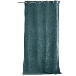 Rideau Thermique Et Occultant En Velours - 140 X 260 Cm - Bleu Canard pas cher