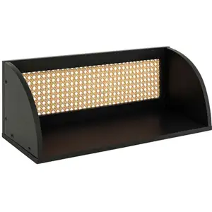 Atmosphera - Étagère murale en cannage - Noir et beige pas cher