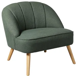 Atmosphera - Fauteuil en velours et pieds en bois NAOVA - Vert pas cher