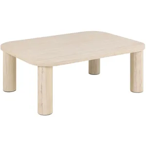Toilinux - Table basse rectangulaire effet travertin GÖRAN - Beige pas cher