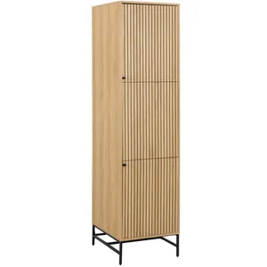 Toilinux - Armoire 2 portes et 2 étagères effet tasseaux BAÏKAL - Beige pas cher
