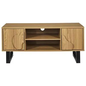 The Home Deco Factory - Meuble TV 2 portes et 2 niches CALYPSO - Beige et noir pas cher