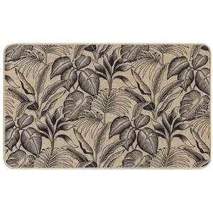 Douceur dinterieur - Tapis antidérapant imprimé jungle STYLIS  - 45 x 75 cm - Noir et marron