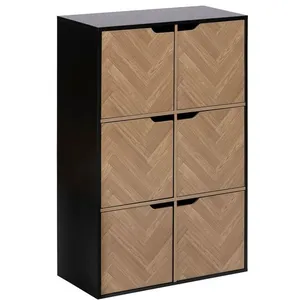 Five Simply Smart - Etagère 6 cases Mixn Door CHEVRONS - Beige et noir pas cher