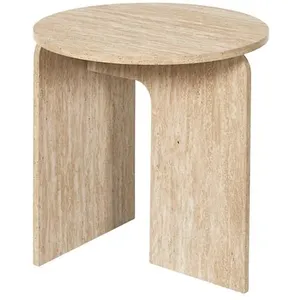 The Home Deco Factory - Table dappoint ronde effet travertin PIETRA - D.45 cm - Beige pas cher